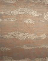 Shad Run
Starting from a pencil sketch this design evolved into a school of shad swimming upstream as they do each May in the northeast. The background is a natural un-dyed grey wool and the coral pink and white patterns are woven in pure chinese silk. This rug is 100 knots per inch. Custom sizes and colors available.  Woven samples are available for this design.

8x10 feet | 9,760