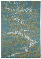 Mountain Stream
Based on small drawing of a the terrain on a hillside, I imagined a trickle of water making its way down the hill, and the gravitational path it would follow. The background color is tidal pool blue, with a slight abrash texture combined with the pattern of yellow wool and white silk. Hand knotted in Nepal at 100 knots in pure wool. Custom sizes and colors available. Returnable woven samples are available for this design.

7x10 feet | 7,700.