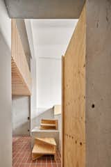 Staircase and Wood Tread Concrete and timber steps and wood structural strips ceiling  Photos from Yurikago House
