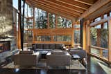 Main living space with Montana ledgestone fireplace