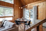Dining area with West Elm chandelier