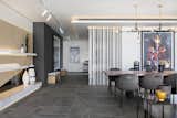 Dining Room, Table, Bench, Chair, Ceiling Lighting, and Shelves  Photo 2 of 13 in Seafront Apartment by OKHA Design & Interiors