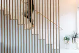Detail of slat stair wall. 