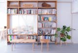 Built-in bookcase and 24d-studio designed and made Moku+ bench and stool.