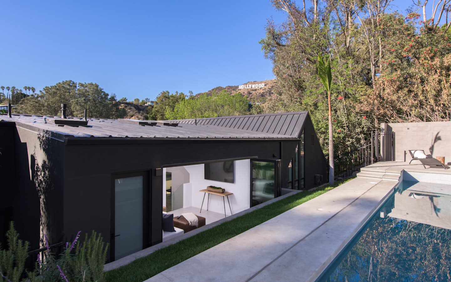 house with hollywood sign view