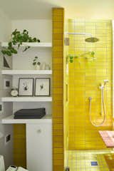 The clients loved using color throughout the home to create playful palettes in the kitchen, bedroom, and bathrooms.