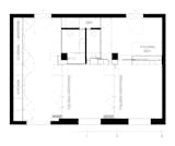 Two wooden constructions in "T" layout enclosing all functional parts of the apartment: kitchen,  folding bed, storage rooms, libraries, frames. 