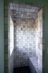 Steam- bath shower with hand painted tiles designed by @aysemaria as part of the Geometric Series (www.ayse-design.com)