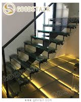 www.gdstair.com   info@gdstair.com  emma@gdstair.com
Tread: 8+8 laminated glass; Stringer: 150*150 carbon steel; Handrail:50*50 timber  Photo 3 of 15 in glass staircase by GOOD STAIR