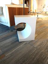 Satin white lacquer "Little Rhody" side table grabs your attention and adds personality to any space.  Limited Production.