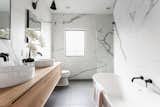 Bath, One Piece, Open, Stone Tile, Wall, Freestanding, Vessel, Wood, and Recessed  Bath Vessel Wood One Piece Photos from Favorites