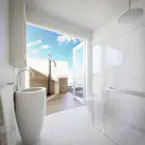 Luxury bathroom with indoor and outdoor shower