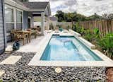 Outdoor, Small Patio, Porch, Deck, Small Pools, Tubs, Shower, Back Yard, Concrete Pools, Tubs, Shower, Hot Tub Pools, Tubs, Shower, Vertical Fences, Wall, Concrete Fences, Wall, Flowers, Concrete Patio, Porch, Deck, Hardscapes, Plunge Pools, Tubs, Shower, Shrubs, Wood Fences, Wall, and Pavers Patio, Porch, Deck  Photo 1 of 14 in Paradise Preserve | Atlantic Beach Contemporary Backyard by Cascade Outdoor Design