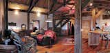 Into the Great Room, the timber frame.
