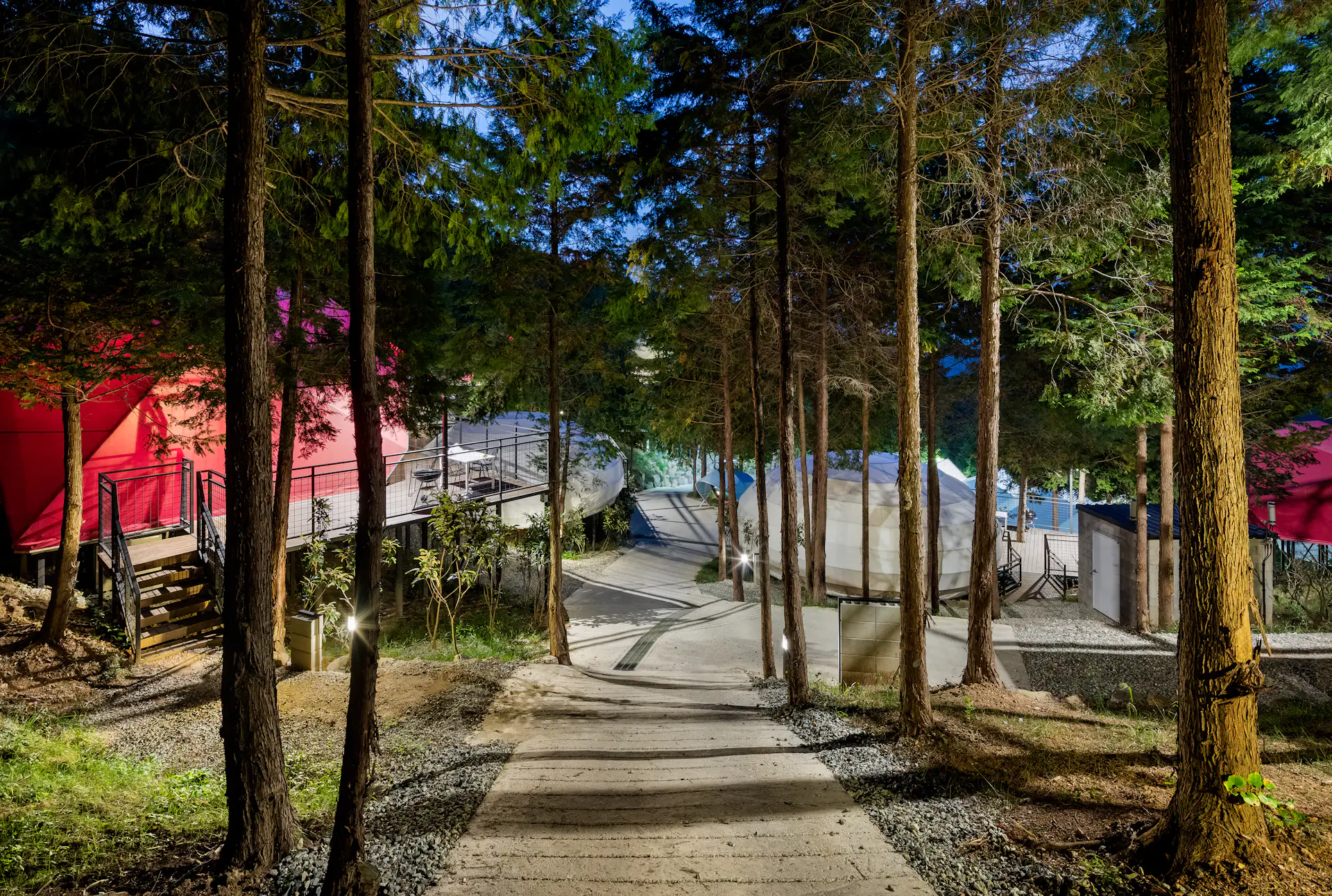 Nature is all around at this glamping resort, which is nestled in forests of cypress trees.