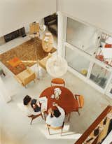 Instead of buying new furniture, Backus went in favor of re-use and outfitted the house almost entirely with eBay finds, with the exception of the Flos Arco floor lamp by Castiglioni and the Random light by Moooi. "I spent months online looking for the right pieces," he says. "It was fun sourcing the furniture myself."