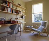 Study with lounge chair and desk.