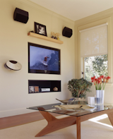 Close up of built-in media wall.