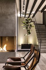 The fireplace creates an interesting game of lights and shadows