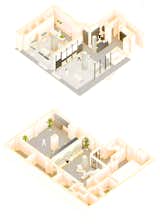 Axonometric showing material palette for project