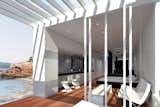 Outdoor, Decking Patio, Porch, Deck, Large Pools, Tubs, Shower, Salt Water Pools, Tubs, Shower, and Back Yard External Balcony with sea view  Photo 1 of 5 in Hotel Room on the Cote' d'Azur by Daniele Petteno Architecture Workshop