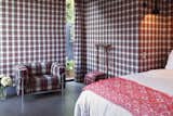 Bedroom #2 AKA the Plaid Room, complete with outdoor access directly out to the pool/patio area