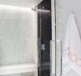 Sahara Noir polished slab in the Master Bathroom shower