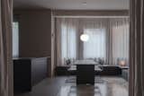Image of the dining room where an original composition of hydraulic tiles has been recovered.