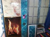 Entrance - fireplace mural over the side of a refrigerator