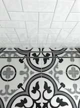 Master shower tiles and linear drain
