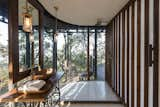 Bath Room, Wood Counter, Cement Tile Floor, Vessel Sink, Open Shower, and Ceiling Lighting Lower level bathroom overlooking the forest  Photo 7 of 14 in Tala Treesort by Architecture BRIO