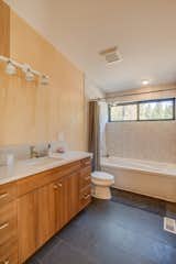 The bathroom is just the right size and functional.