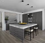 The owners goal with their Franklin homes kitchen, completed in 2017, was to emphasize the beautiful lake views and have a space that was open to a large family room and casual dining area.  This contemporary kitchen combines convenience and function with hidden small appliances including a coffee station, toaster oven, microwave, to avoid cluttered countertops ensuring a clean look.  The cooking area features an induction cooktop, mixer and a full quartz backsplash, as well as a hidden ventilation and lighting system in the soffit.  A focal point is the large island which provides ample seating while leaving plenty of room for cooking and baking.  Quartz was chosen for its beauty, durability, and ease of maintenance.  The cabinetry features an integrated refrigerator, freezer, and dishwasher which complete the clean, uncluttered look.  The kitchen also features two openings to the formal dining room providing easy flow and access for entertaining.  
