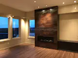 Valor Fireplace and Pental Corten Steel Porcelain Tile