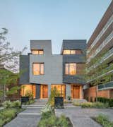 The exterior of the houses are clad in two tones of limestone. The Relmar Houses won a Tucker Design Award for their innovative use of natural stone.