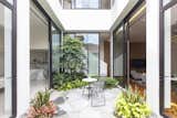 Outdoor, Landscape Lighting, Garden, Hardscapes, Trees, and Shrubs Courtyard between the living and dining rooms.  Photo 7 of 18 in 16A Residence by Studio Roundtop