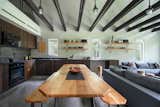 A custom table, benches, and shelving were made from a dying sugar maple on the property.