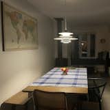 the new space behind the island to accommodate a dining table.