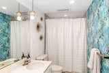 Bath Room, Undermount Sink, Ceiling Lighting, Pendant Lighting, and Recessed Lighting Guest bath with chinoiserie original wallpaper and Cedar & Moss pendants  Photo 17 of 22 in Brutalist Portland Condo by Dane Kealoha