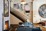 Awash in blue, the prominent "living room" is not just a social hangout for Shinola Hotel guests, but the downtown Detroit community.