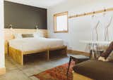 A cabin interior balances a spare Scandinavian aesthetic with warmth.