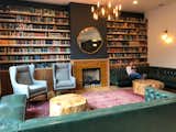 The hotel's book-lined library recalls the hotel's past as a schoolhouse.