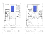 Before and after floor plans of the Zigzag House in Sarasota, Florida.