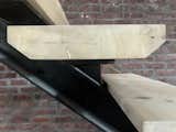 Repurposed floor joists made into stair treads
