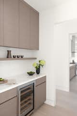 Butler's Pantry - rift oak cabinetry, marble counter and marble tile backsplash