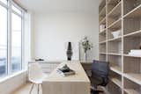 whitewashed white oak desk and shelving