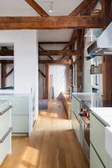 Kitchen, Wood, Marble, Range Hood, Refrigerator, Range, Undermount, Ceiling, Recessed, Colorful, and Medium Hardwood  Kitchen Undermount Marble Colorful Photos from The Barn