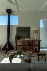 Living room with midcentury modern Malm fireplace and Noguchi coffee table.