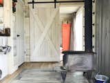 Barn door and wood heater