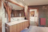 Bath Room, Stone Tile Wall, Granite Counter, Drop In Sink, Recessed Lighting, Freestanding Tub, Ceiling Lighting, Glass Tile Wall, One Piece Toilet, and Open Shower  Photo 7 of 45 in Basecamp for Adventure East of Banff by Michael Bussoli